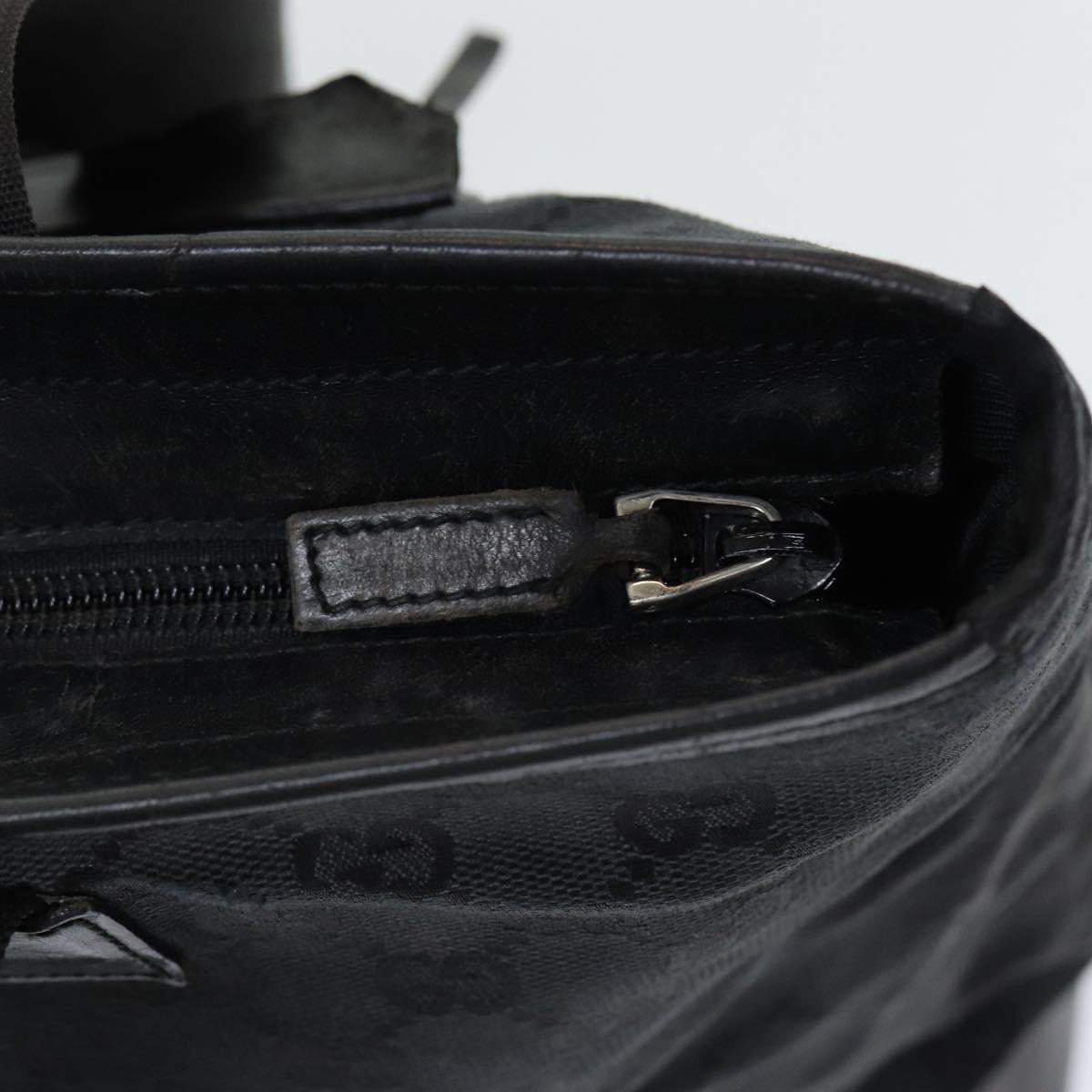GUCCI GG Canvas Tote Bag Leather Black Silver 019 0426 2404 bs16708