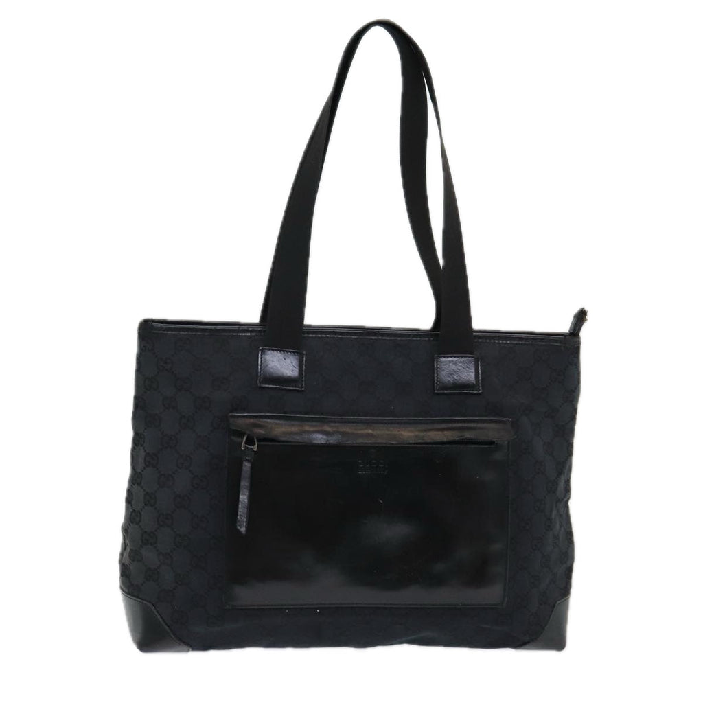 GUCCI GG Canvas Tote Bag Leather Black Silver 019 0426 2404 bs16708