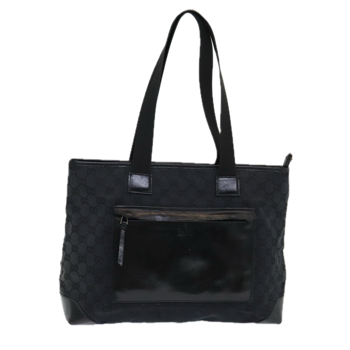 GUCCI GG Canvas Tote Bag Leather Black Silver 019 0426 2404 bs16708