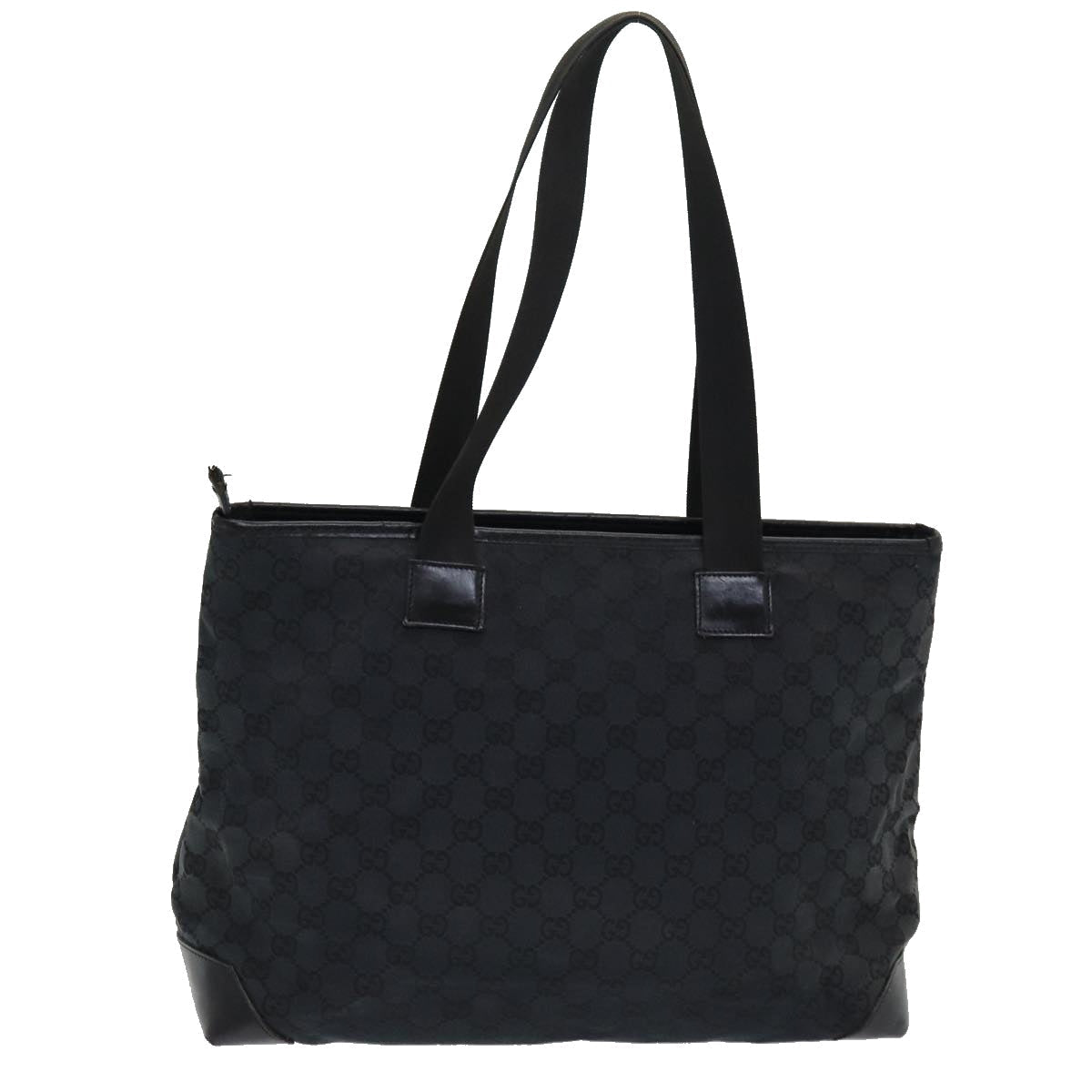 GUCCI GG Canvas Tote Bag Leather Black Silver 019 0426 2404 bs16708