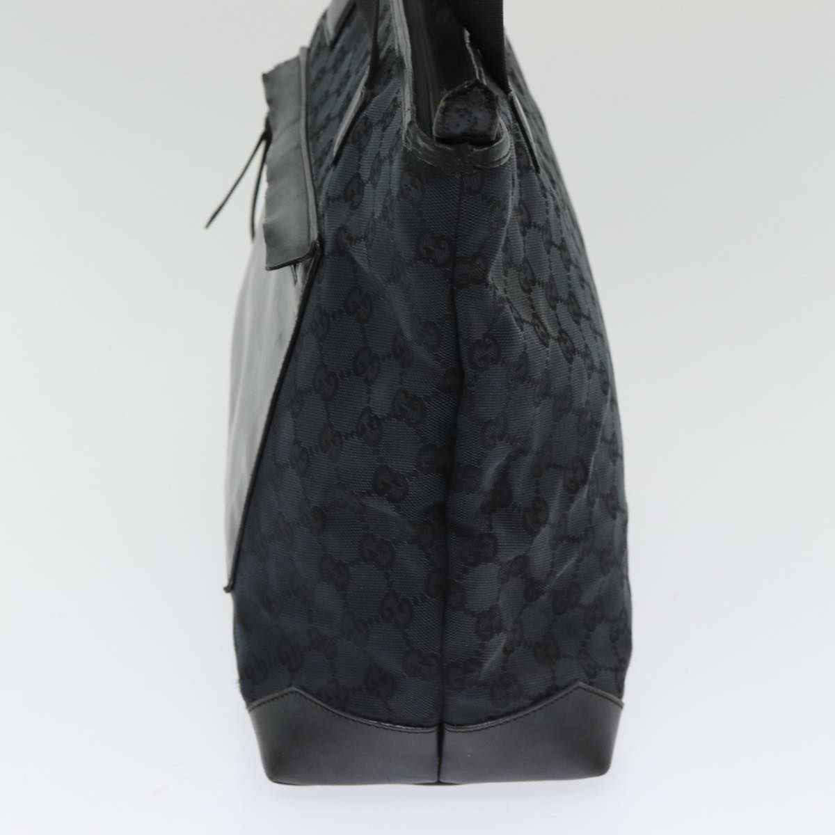 GUCCI GG Canvas Tote Bag Leather Black Silver 019 0426 2404 bs16708