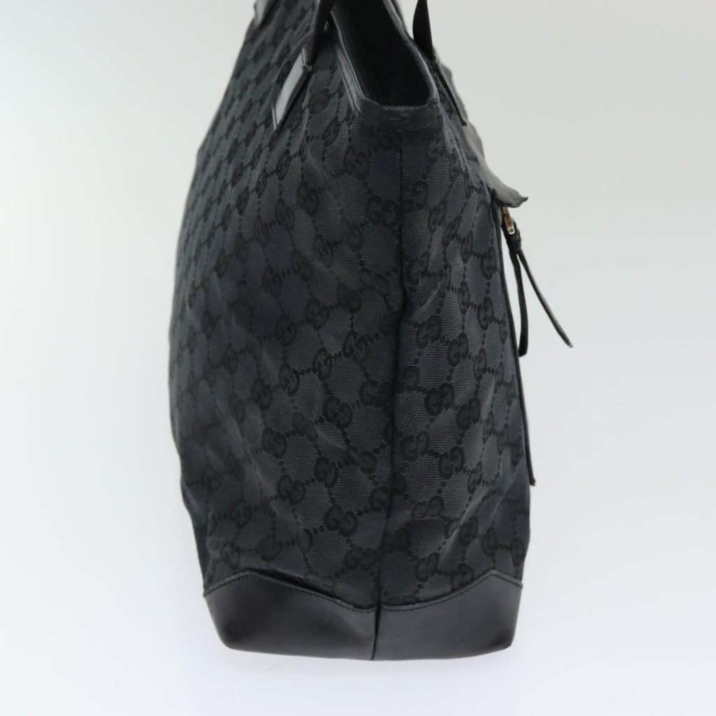 GUCCI GG Canvas Tote Bag Leather Black Silver 019 0426 2404 bs16708