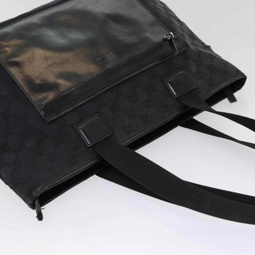 GUCCI GG Canvas Tote Bag Leather Black Silver 019 0426 2404 bs16708