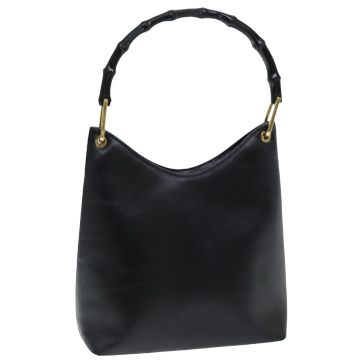 GUCCI Bamboo Hand Bag Leather Black bs16714