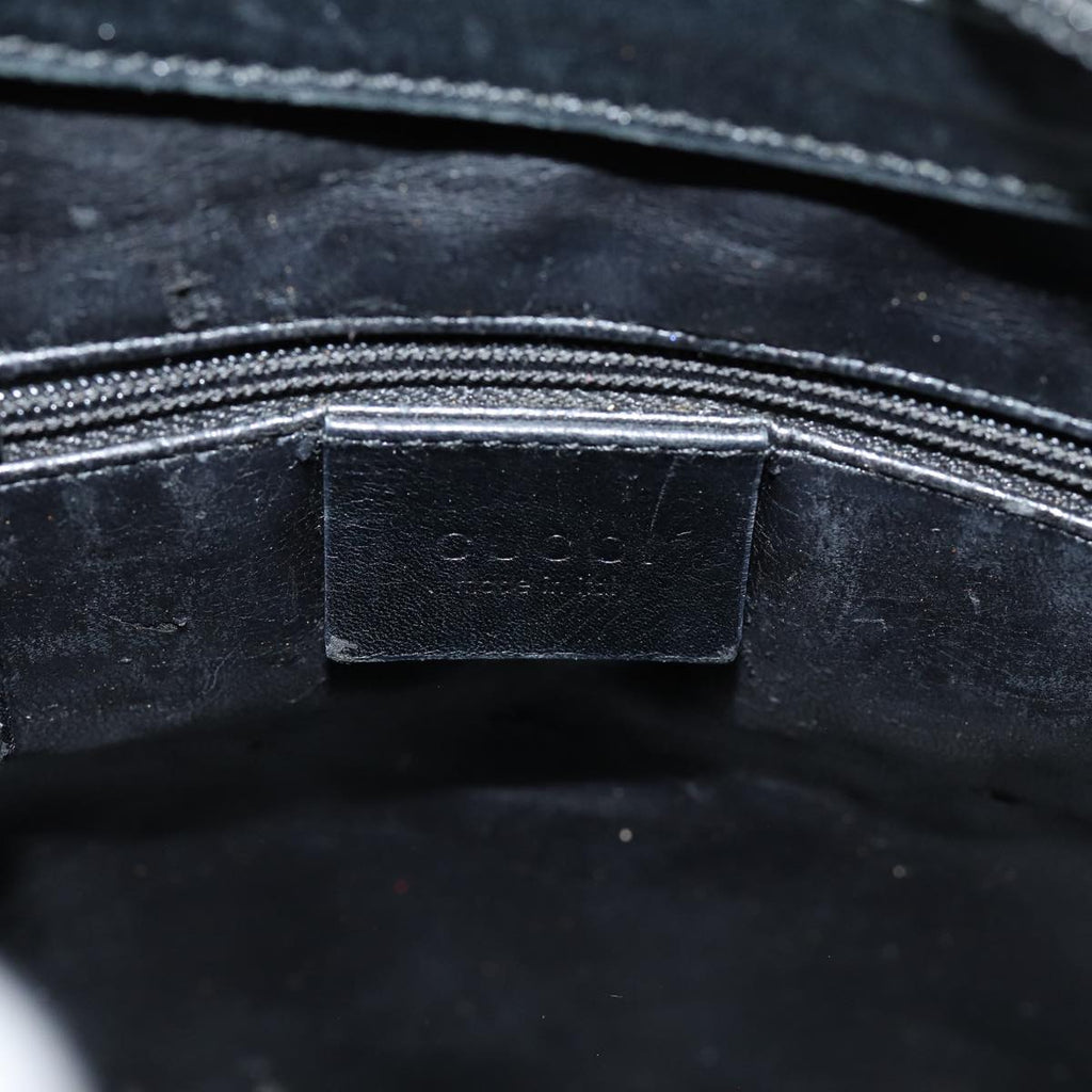 GUCCI Bamboo Hand Bag Leather Black bs16714