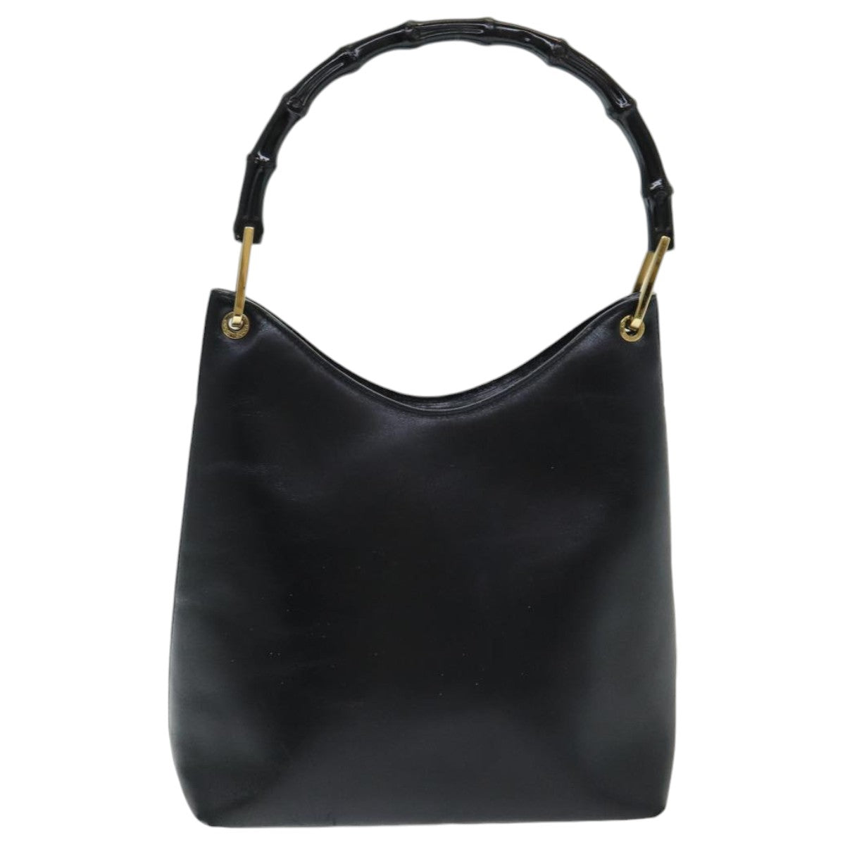 GUCCI Bamboo Hand Bag Leather Black bs16714