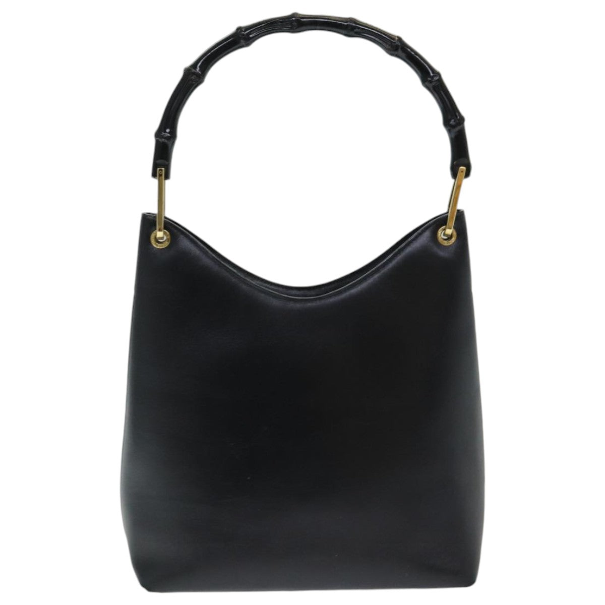 GUCCI Bamboo Hand Bag Leather Black bs16714