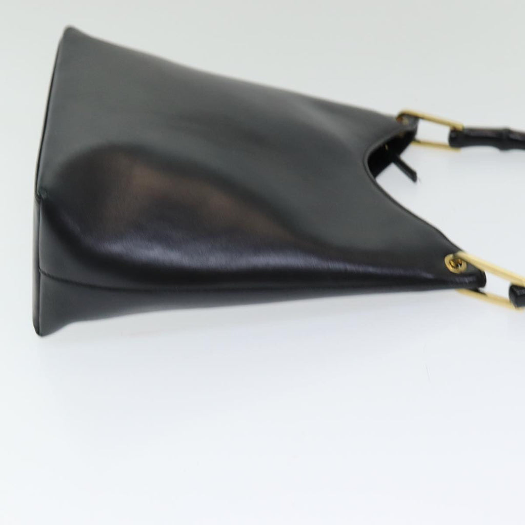 GUCCI Bamboo Hand Bag Leather Black bs16714