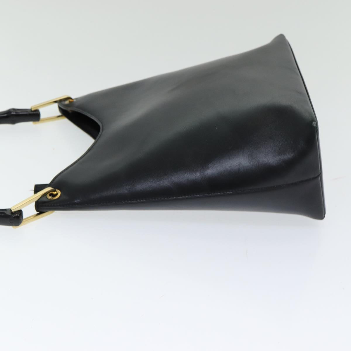 GUCCI Bamboo Hand Bag Leather Black bs16714