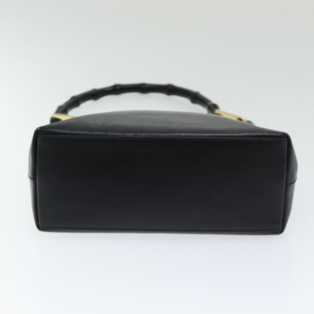 GUCCI Bamboo Hand Bag Leather Black bs16714