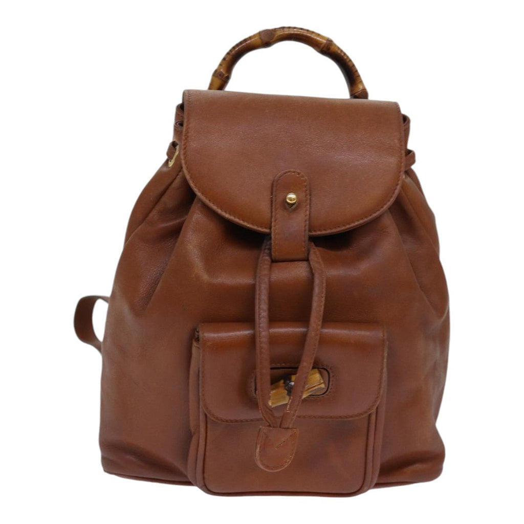 GUCCI Bamboo Backpack Leather Brown bs16715
