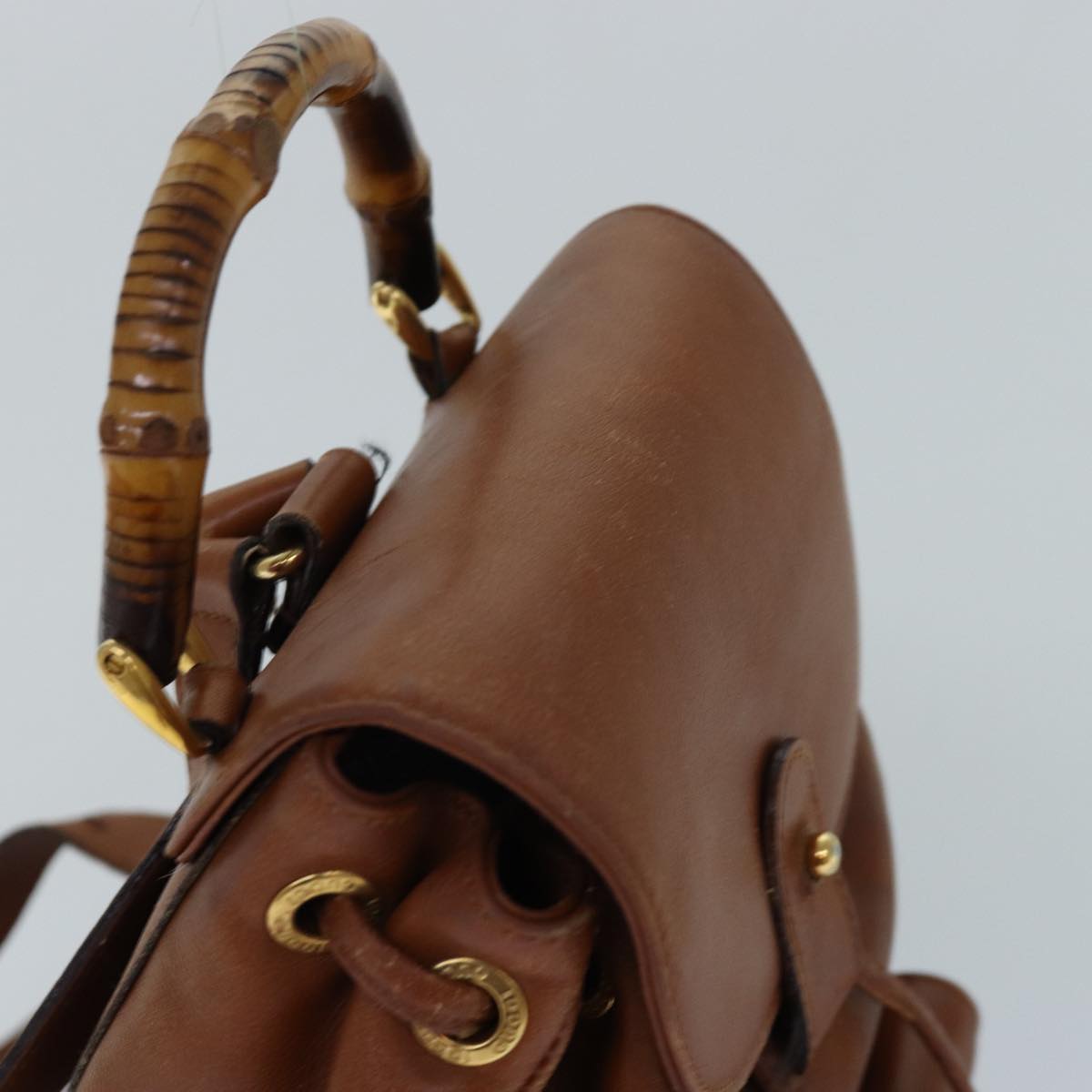GUCCI Bamboo Backpack Leather Brown bs16715