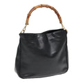 GUCCI Bamboo Hand Bag Leather Black Gold 001 1638 2615 bs16716