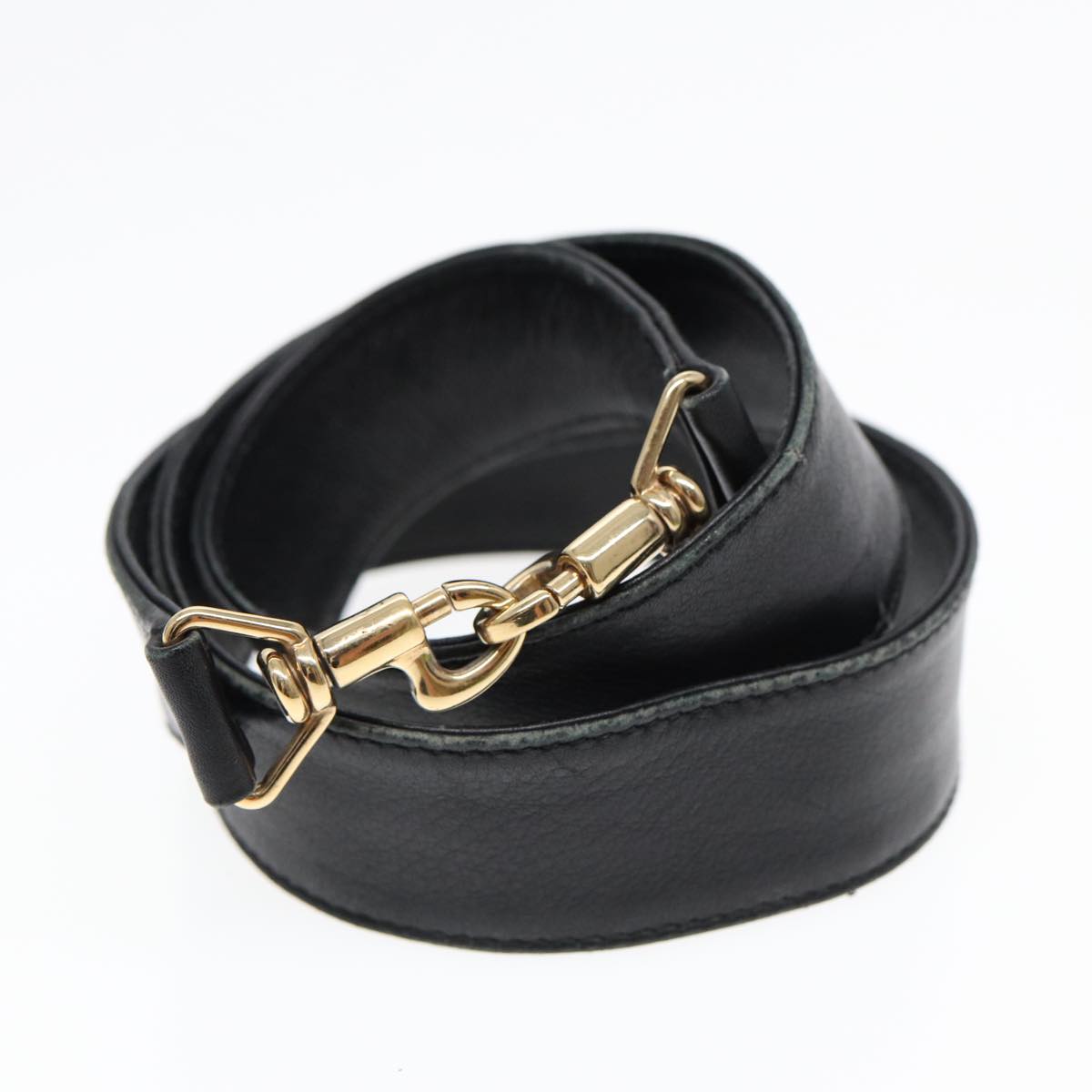 GUCCI Bamboo Hand Bag Leather 2way Black Gold 001 1577 bs16717