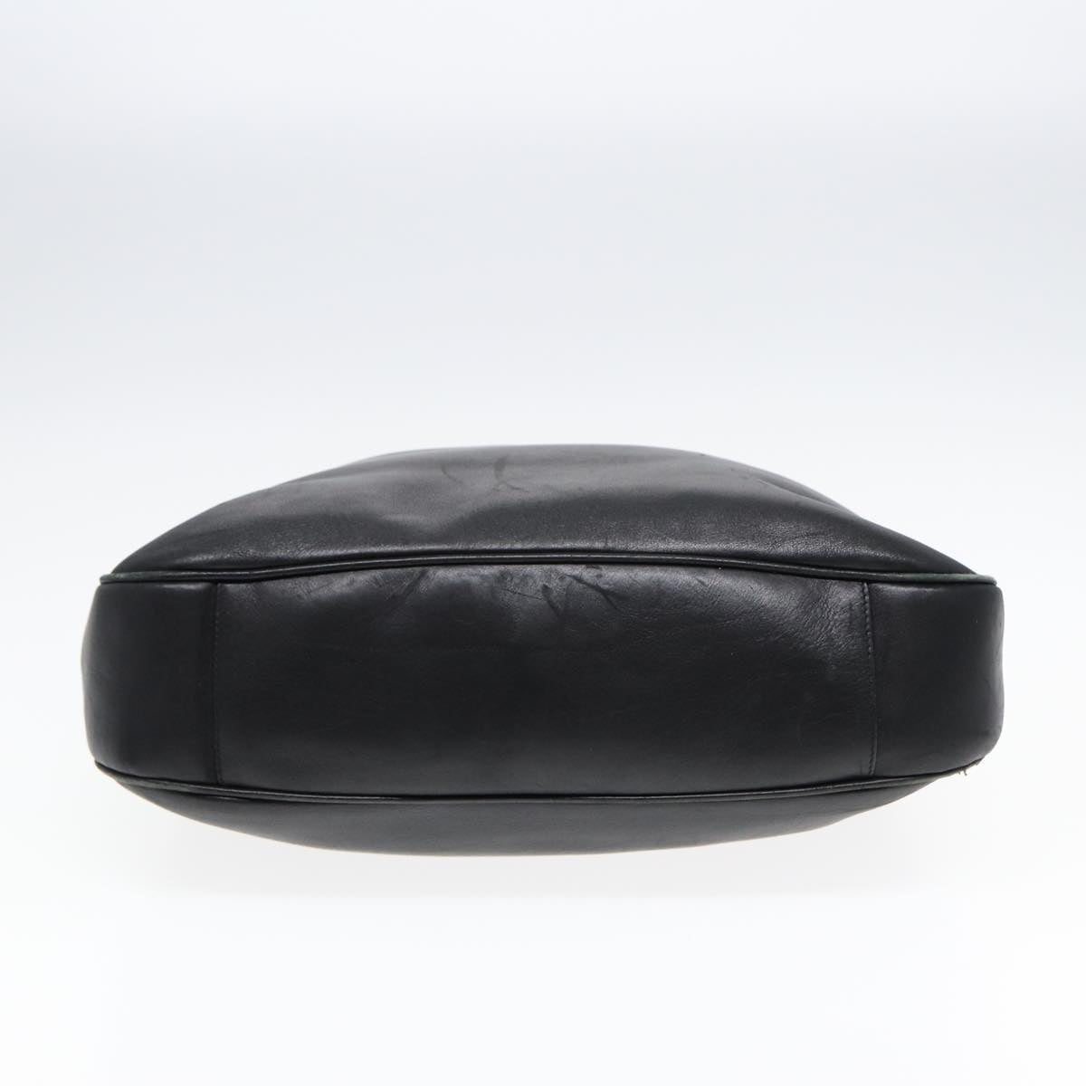 GUCCI Bamboo Hand Bag Leather 2way Black Gold 001 1577 bs16717