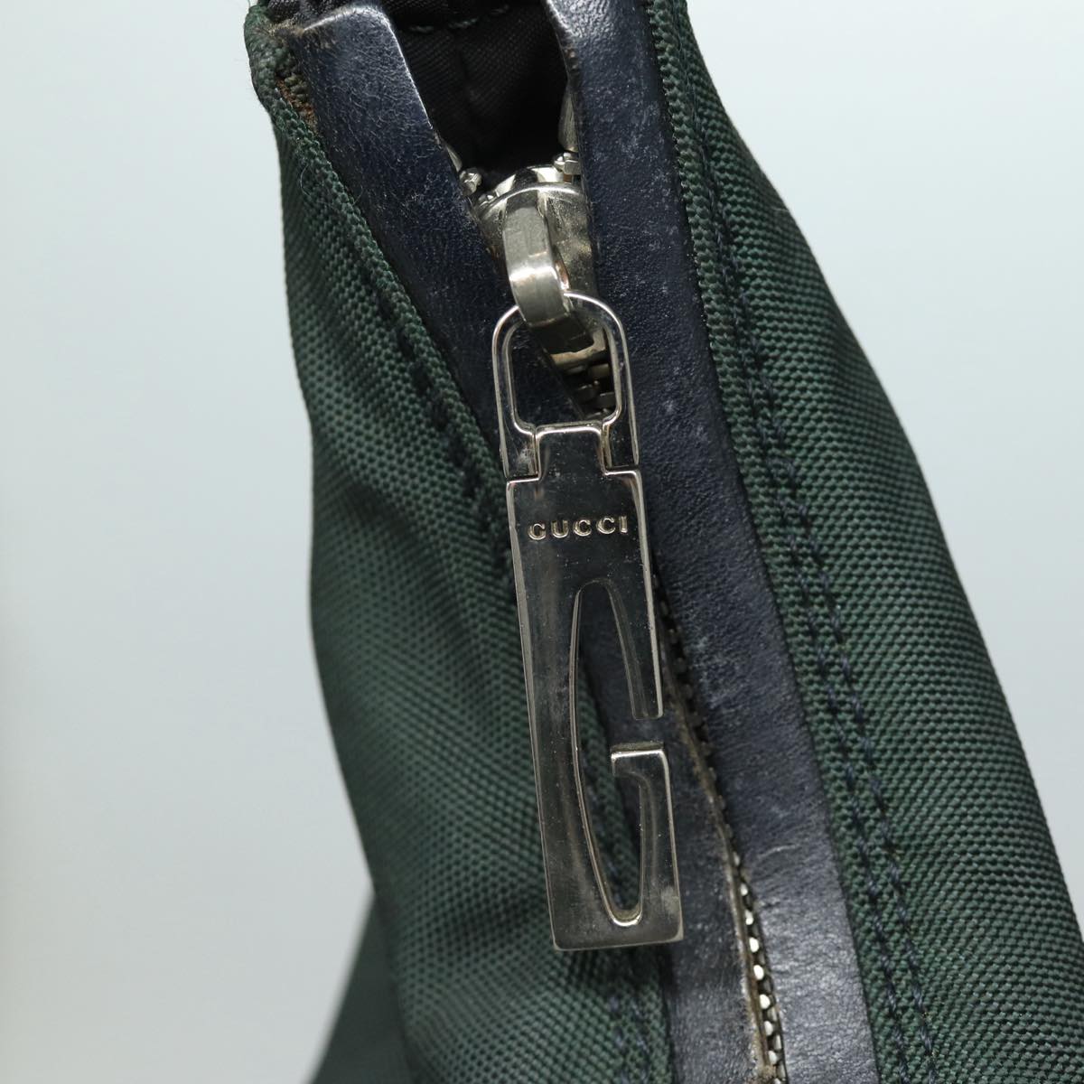 GUCCI Shoulder Bag Nylon Khaki Silver 001 1955 bs16720