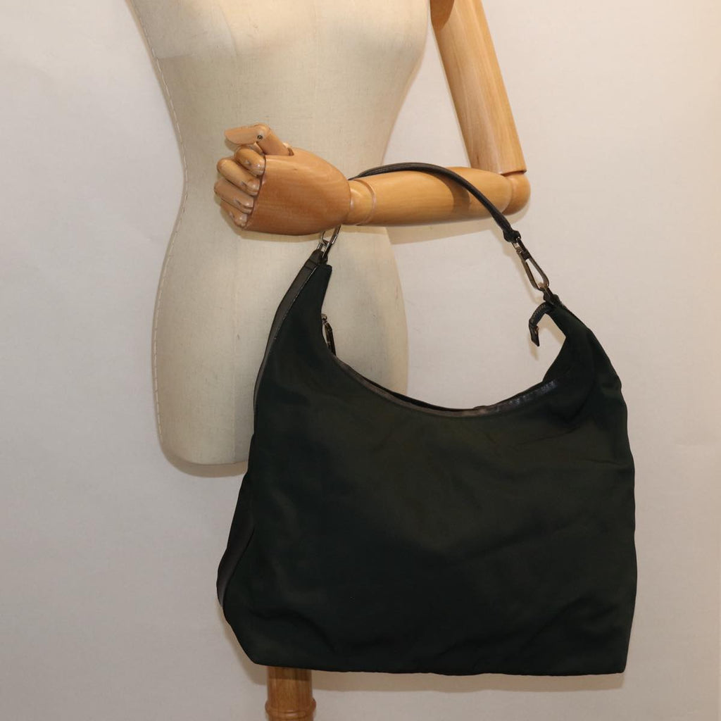 GUCCI Shoulder Bag Nylon Khaki Silver 001 1955 bs16720