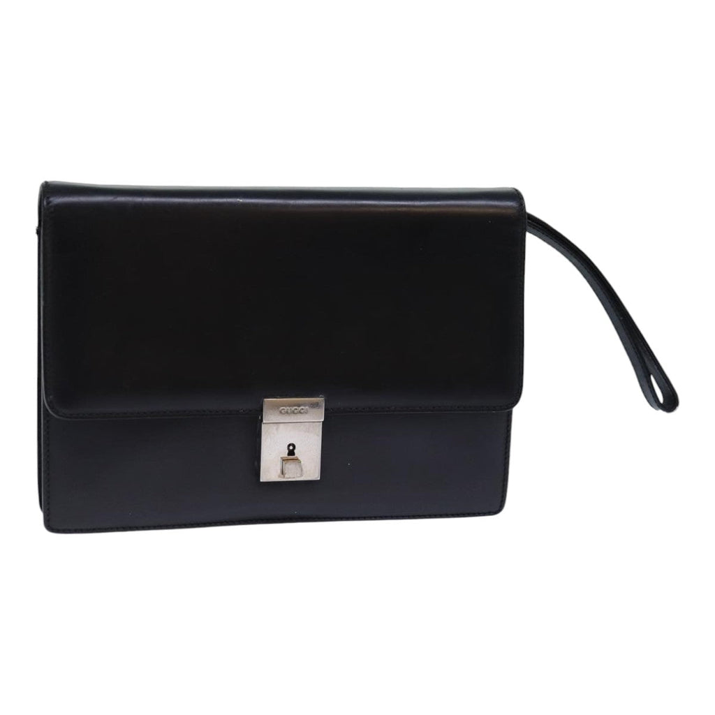 GUCCI Clutch Bag Leather Black bs16721
