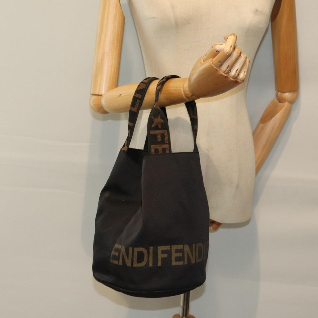 FENDI Hand Bag Nylon Black Gold bs16741