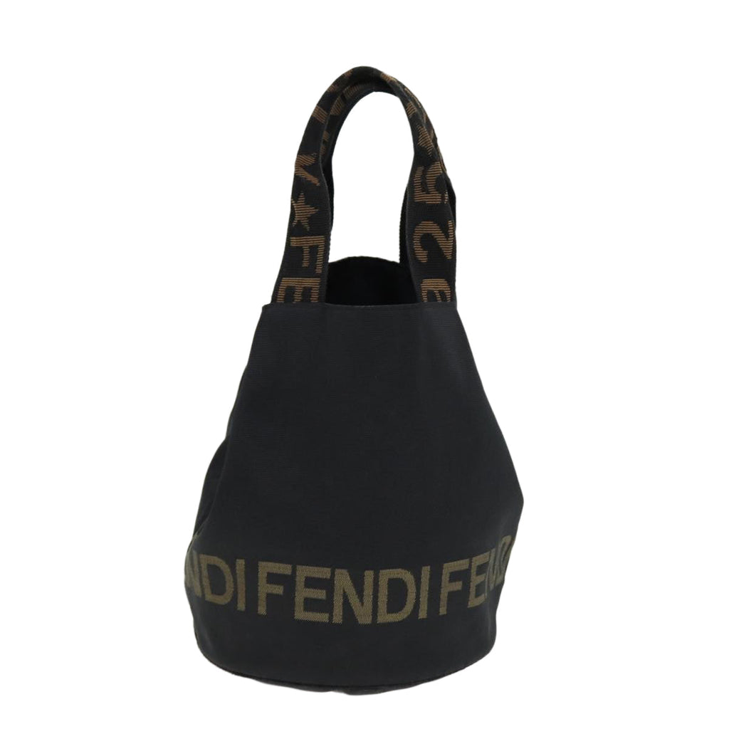 FENDI Hand Bag Nylon Black Gold bs16741