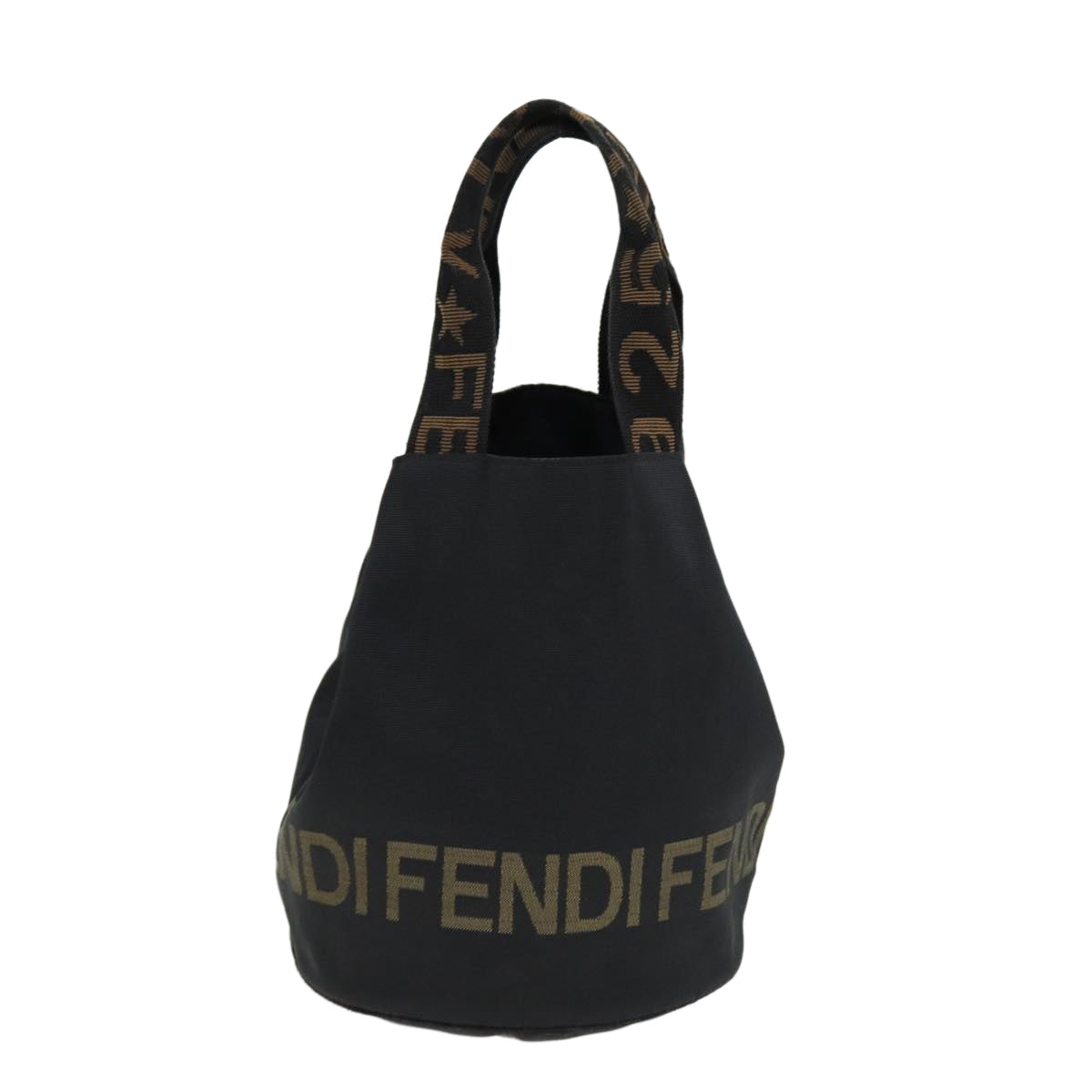 FENDI Hand Bag Nylon Black Gold bs16741