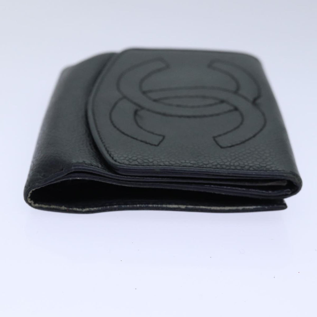CHANEL COCO Mark Wallet Caviar Skin Black Gold CC bs16751