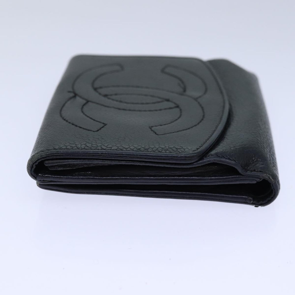 CHANEL COCO Mark Wallet Caviar Skin Black Gold CC bs16751