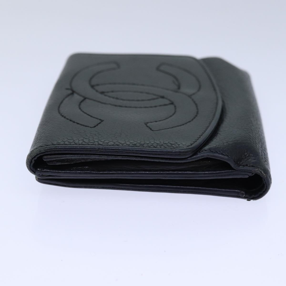 CHANEL COCO Mark Wallet Caviar Skin Black Gold CC bs16751