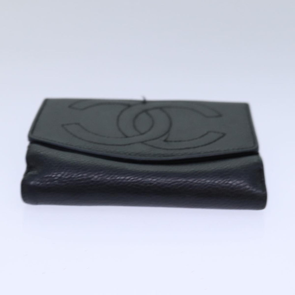 CHANEL COCO Mark Wallet Caviar Skin Black Gold CC bs16751