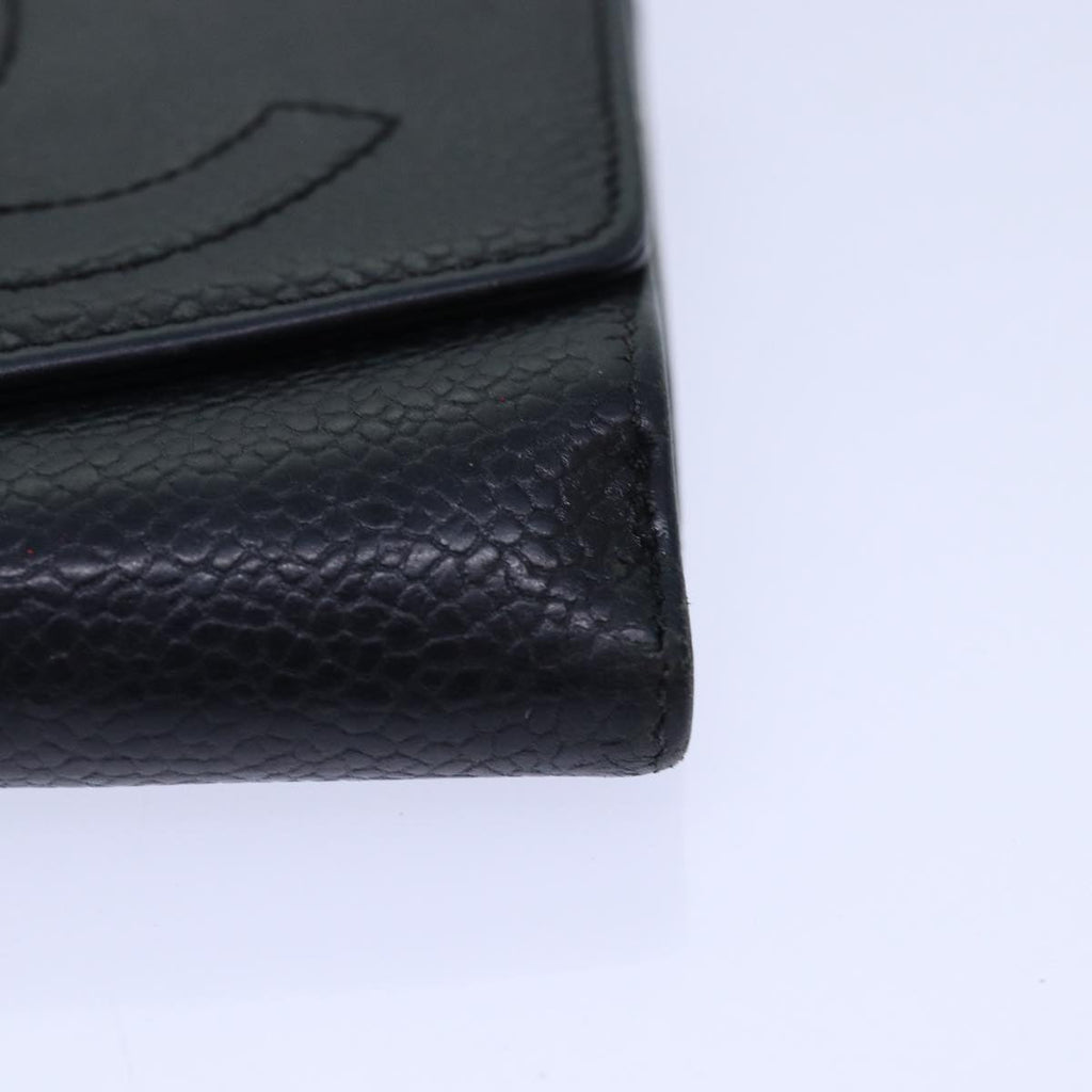 CHANEL COCO Mark Wallet Caviar Skin Black Gold CC bs16751
