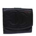 CHANEL COCO Mark Wallet Caviar Skin Black Gold CC bs16752