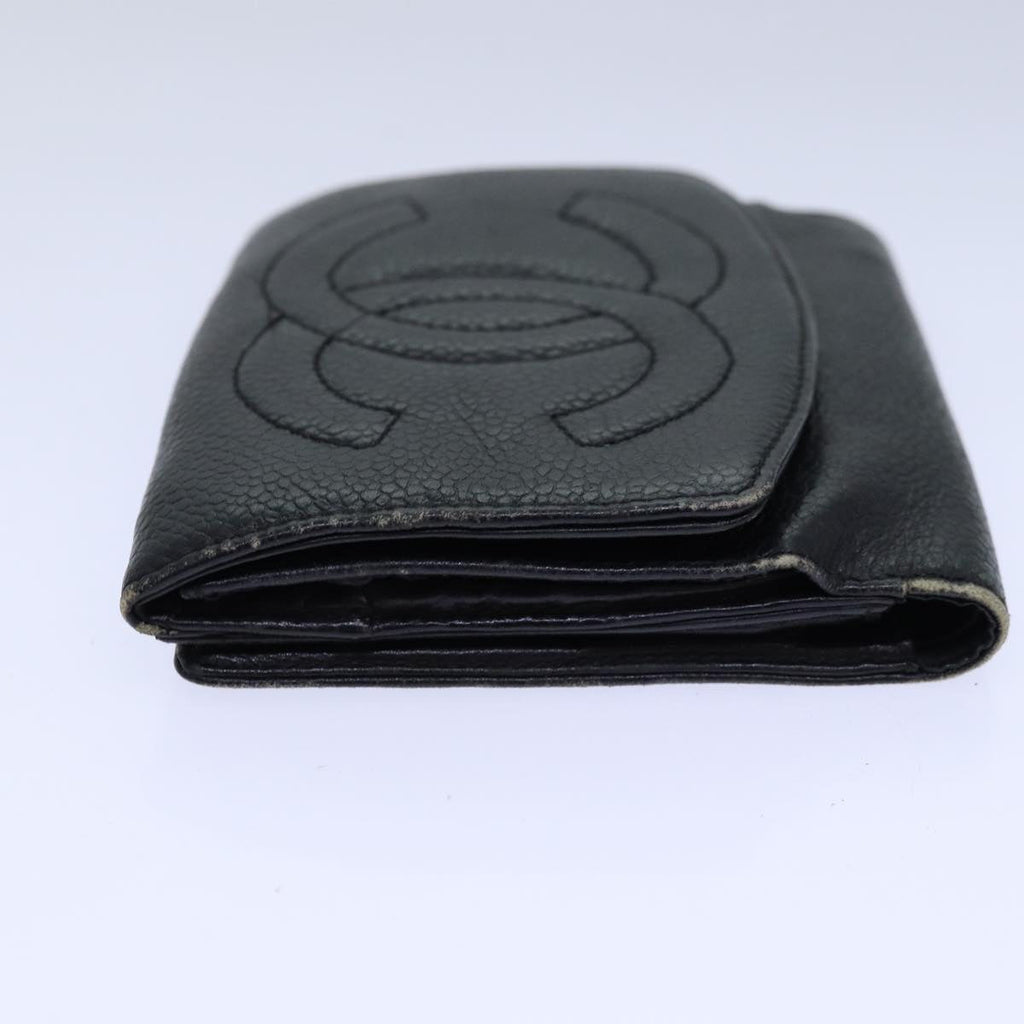 CHANEL COCO Mark Wallet Caviar Skin Black Gold CC bs16752