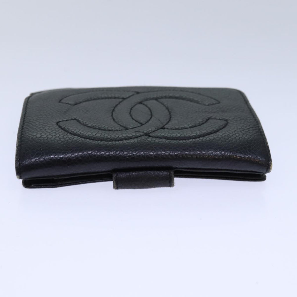 CHANEL COCO Mark Wallet Caviar Skin Black Gold CC bs16752