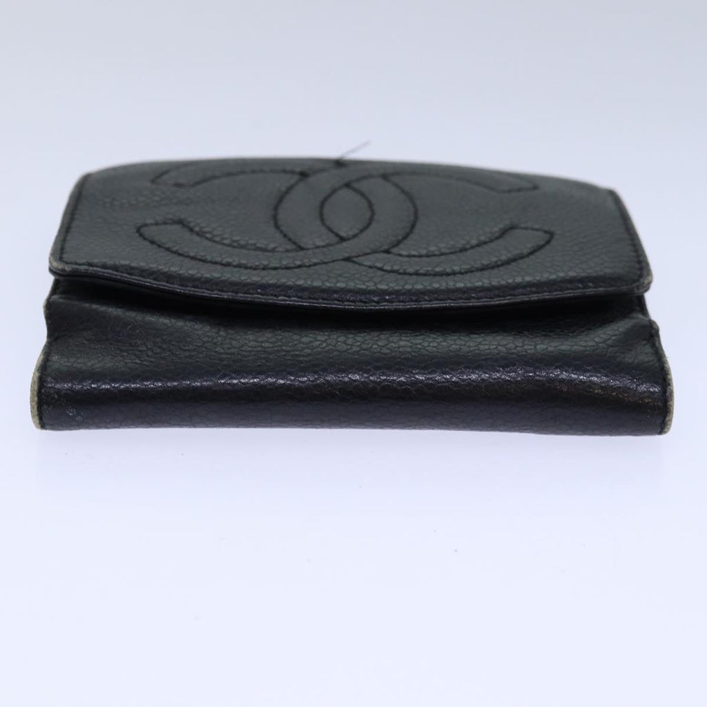 CHANEL COCO Mark Wallet Caviar Skin Black Gold CC bs16752