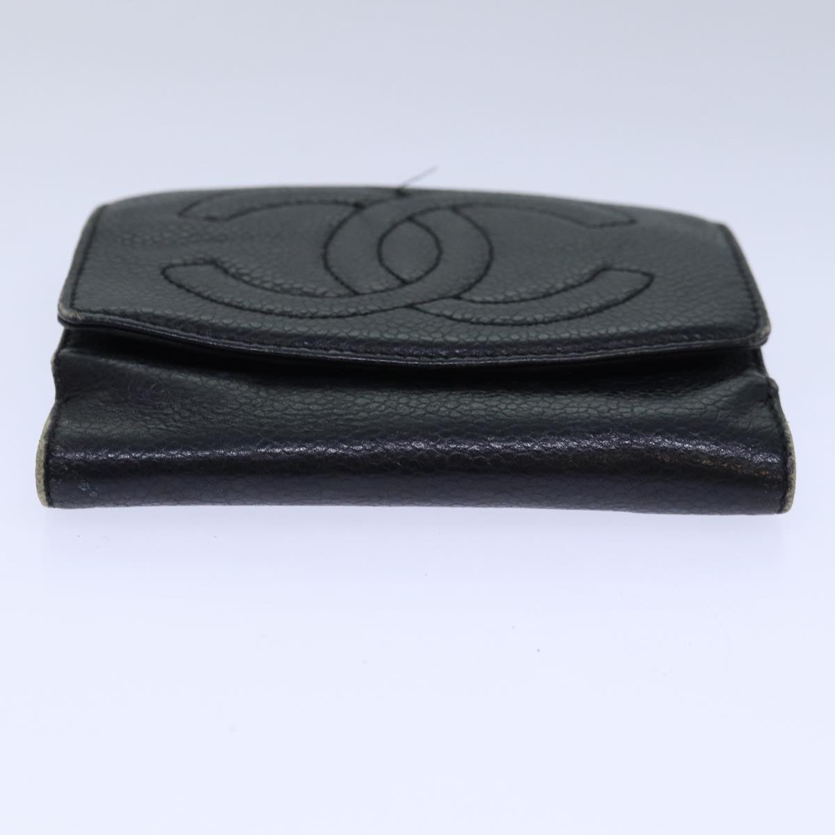 CHANEL COCO Mark Wallet Caviar Skin Black Gold CC bs16752