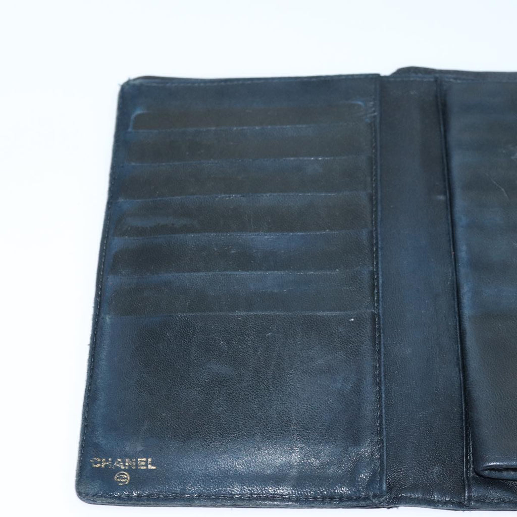CHANEL COCO Mark Wallet Caviar Skin Black Gold CC bs16761