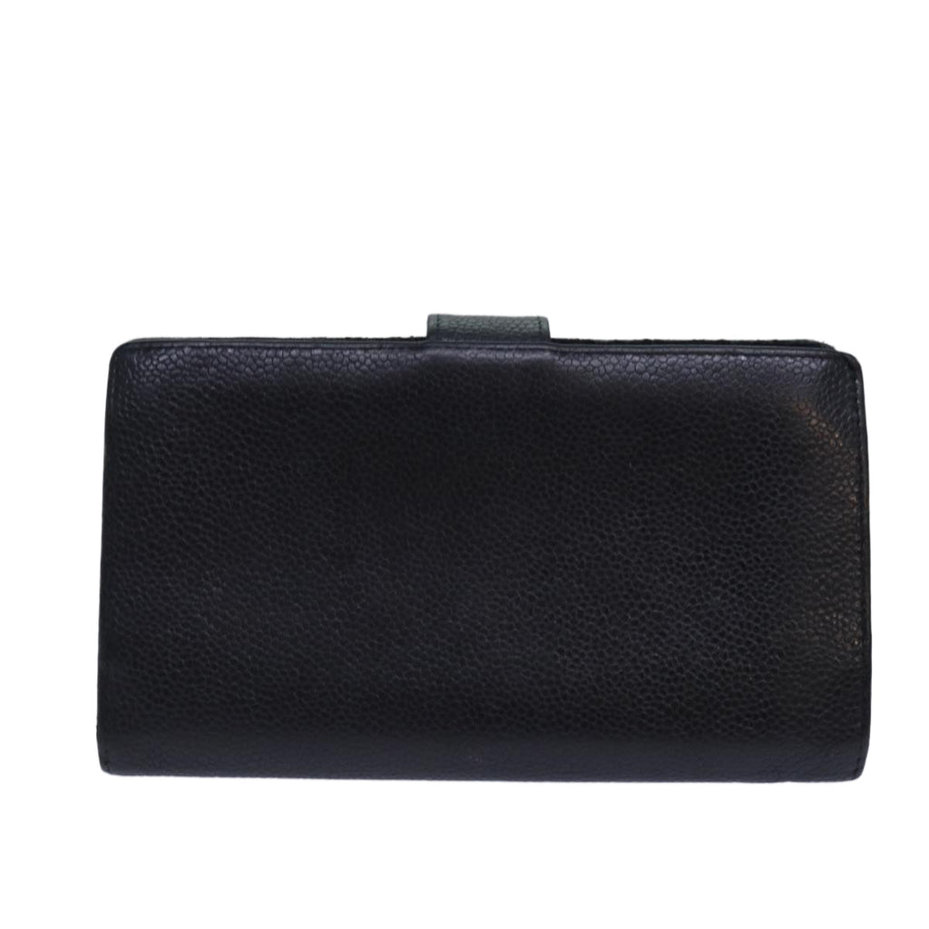 CHANEL COCO Mark Wallet Caviar Skin Black Gold CC bs16761
