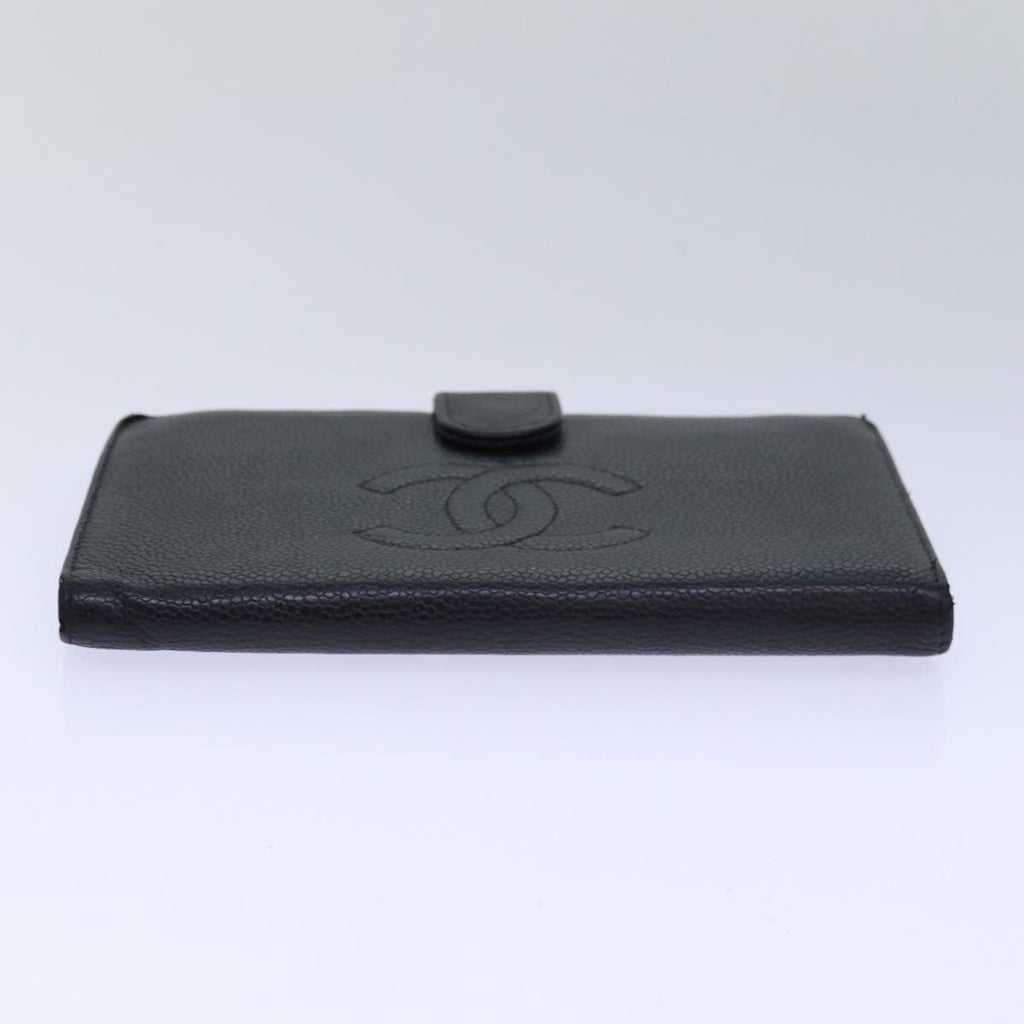 CHANEL COCO Mark Wallet Caviar Skin Black Gold CC bs16761