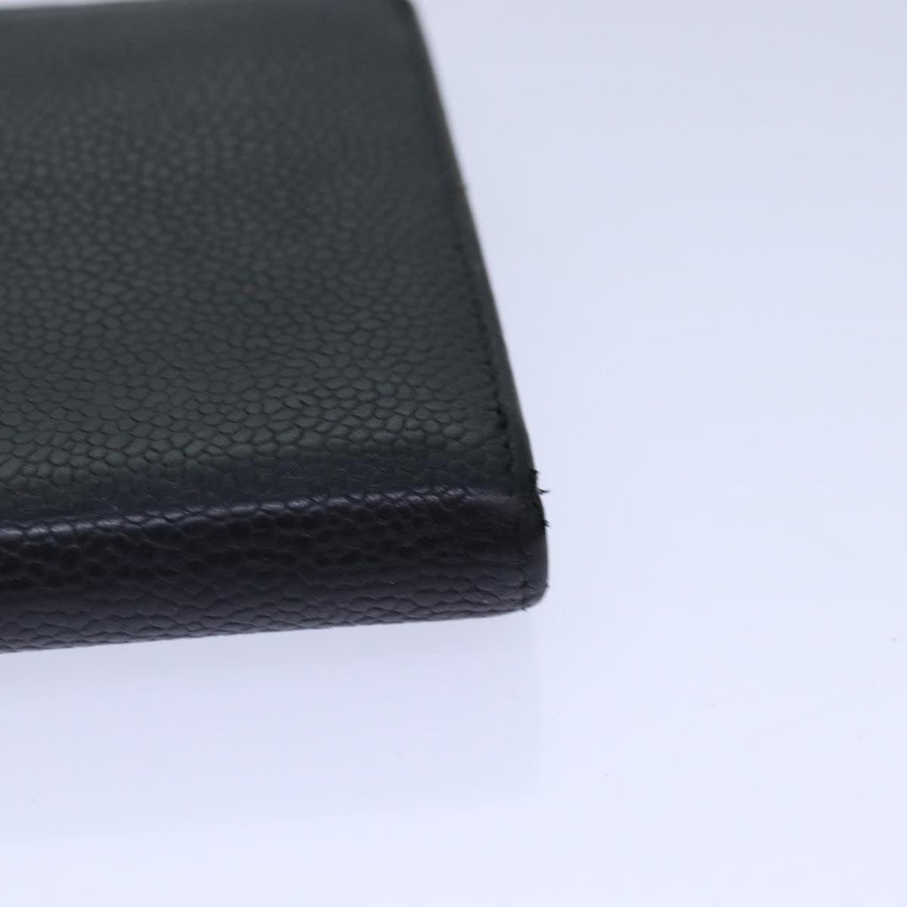 CHANEL COCO Mark Wallet Caviar Skin Black Gold CC bs16761