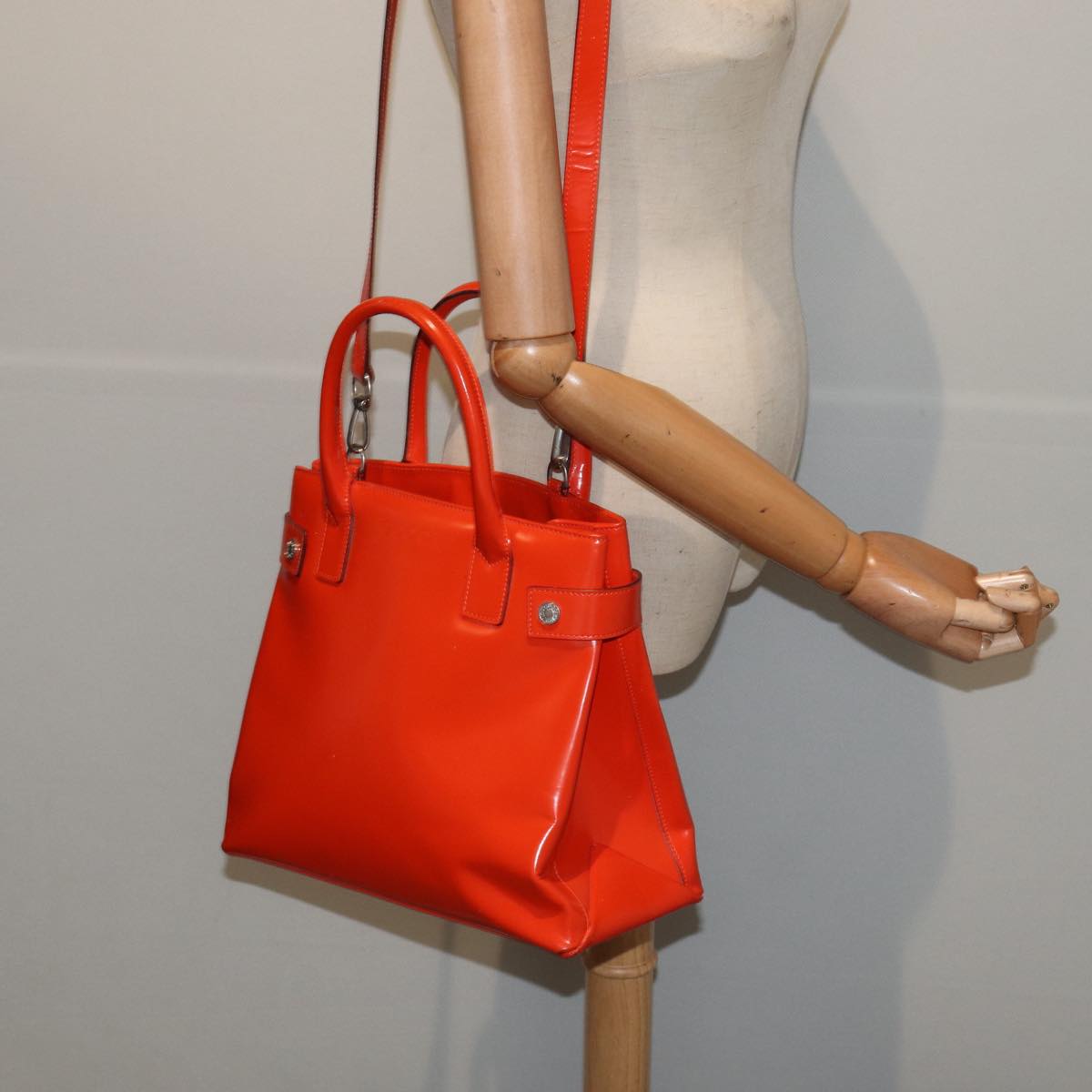 GUCCI Hand Bag Patent leather 2way Orange bs16767