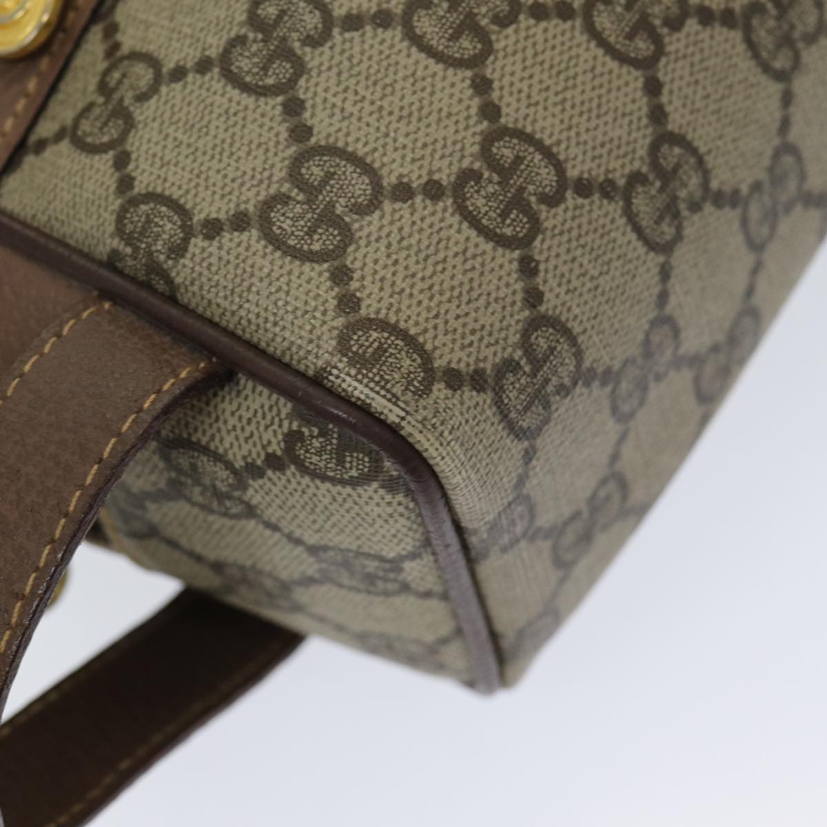 GUCCI GG Canvas Clutch Bag PVC Leather Beige bs16777