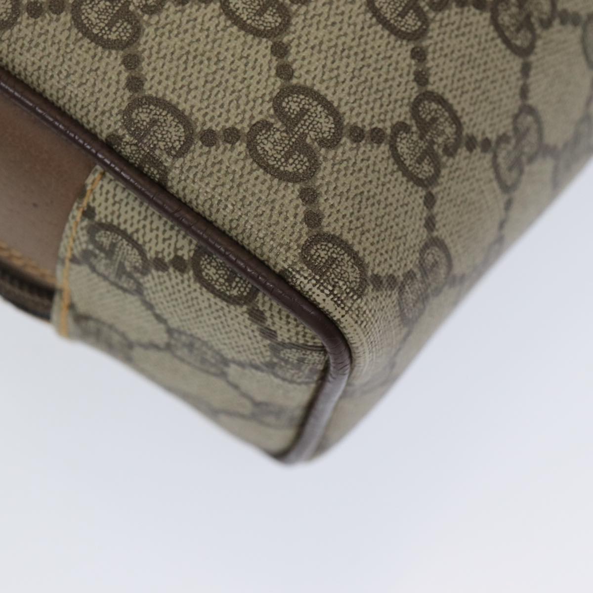 GUCCI GG Canvas Clutch Bag PVC Leather Beige bs16777