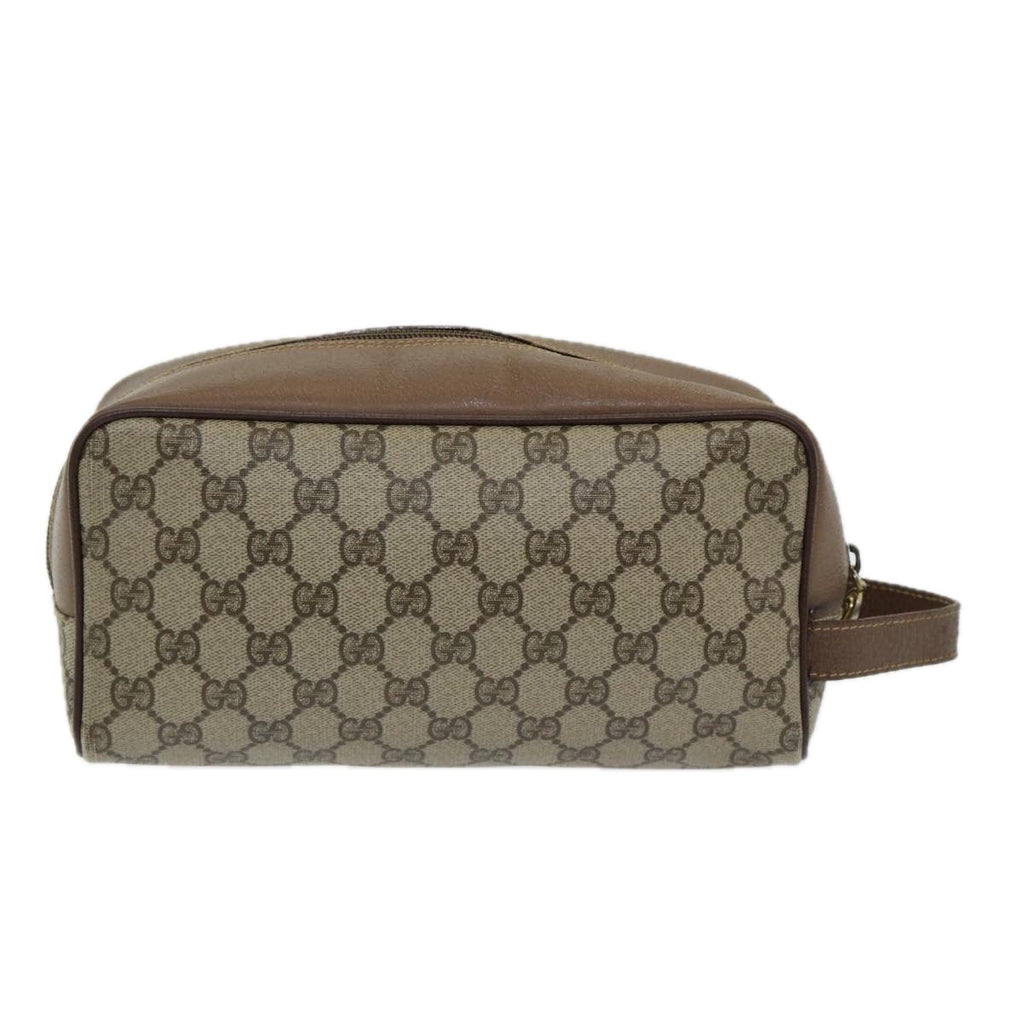 GUCCI GG Canvas Clutch Bag PVC Leather Beige bs16777