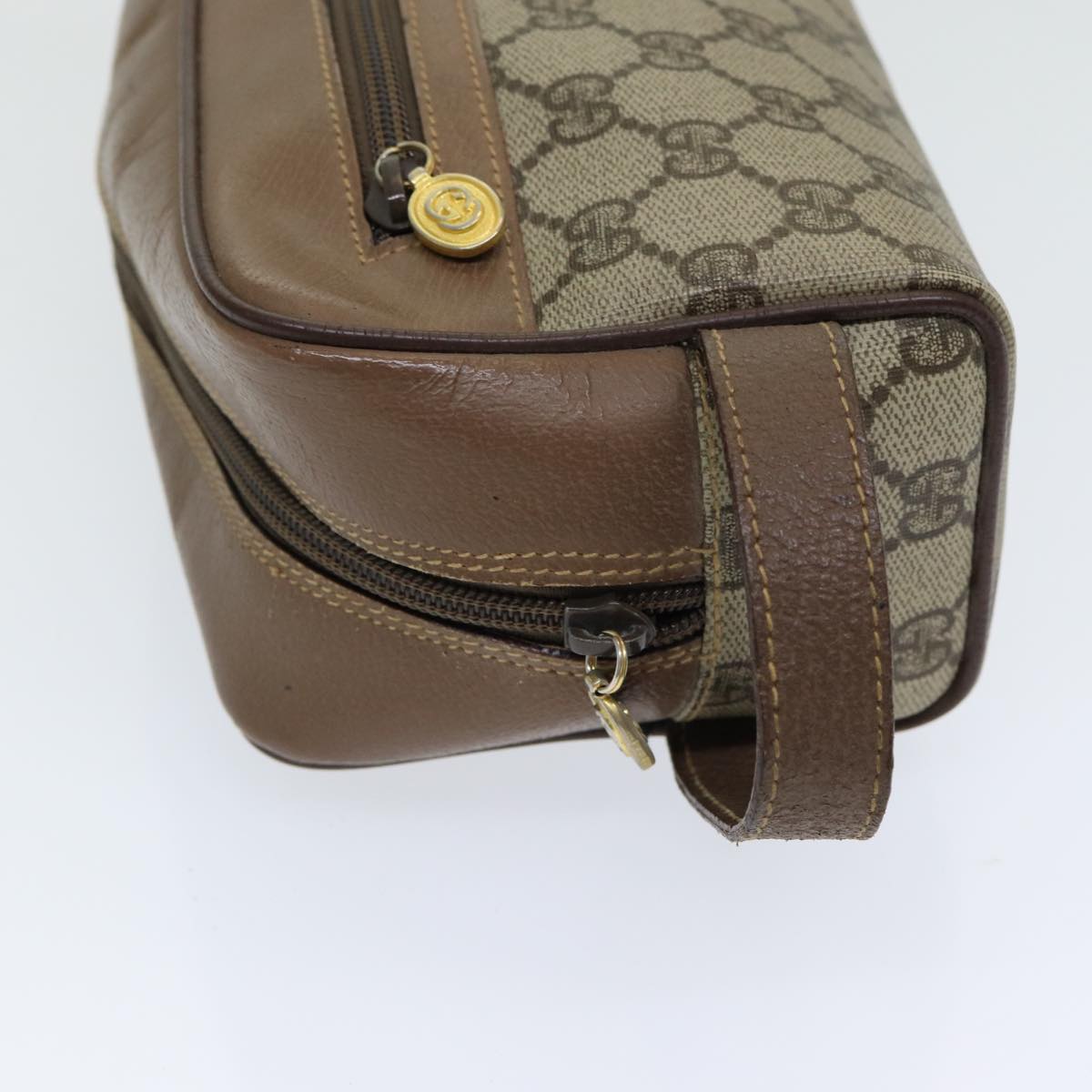GUCCI GG Canvas Clutch Bag PVC Leather Beige bs16777