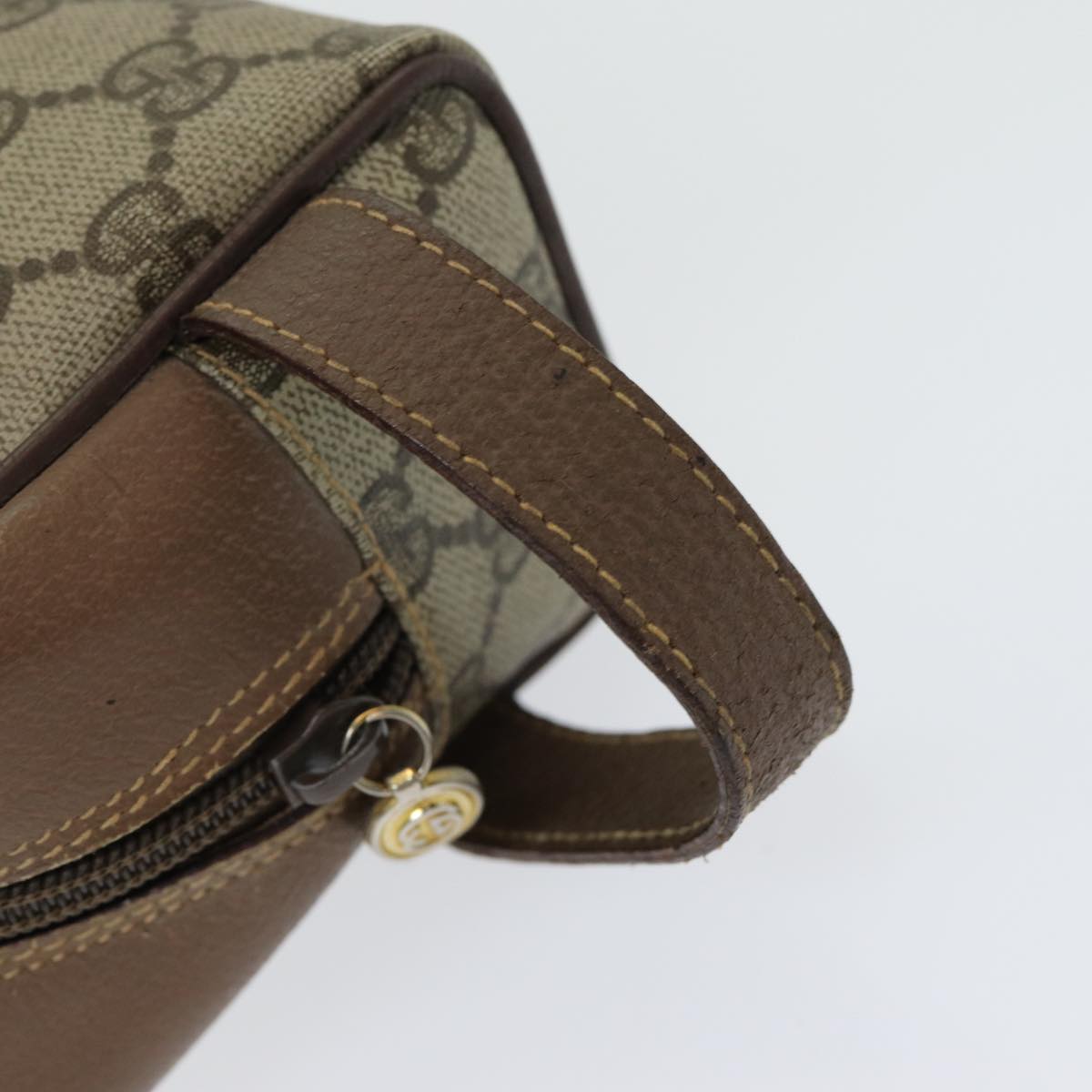 GUCCI GG Canvas Clutch Bag PVC Leather Beige bs16777