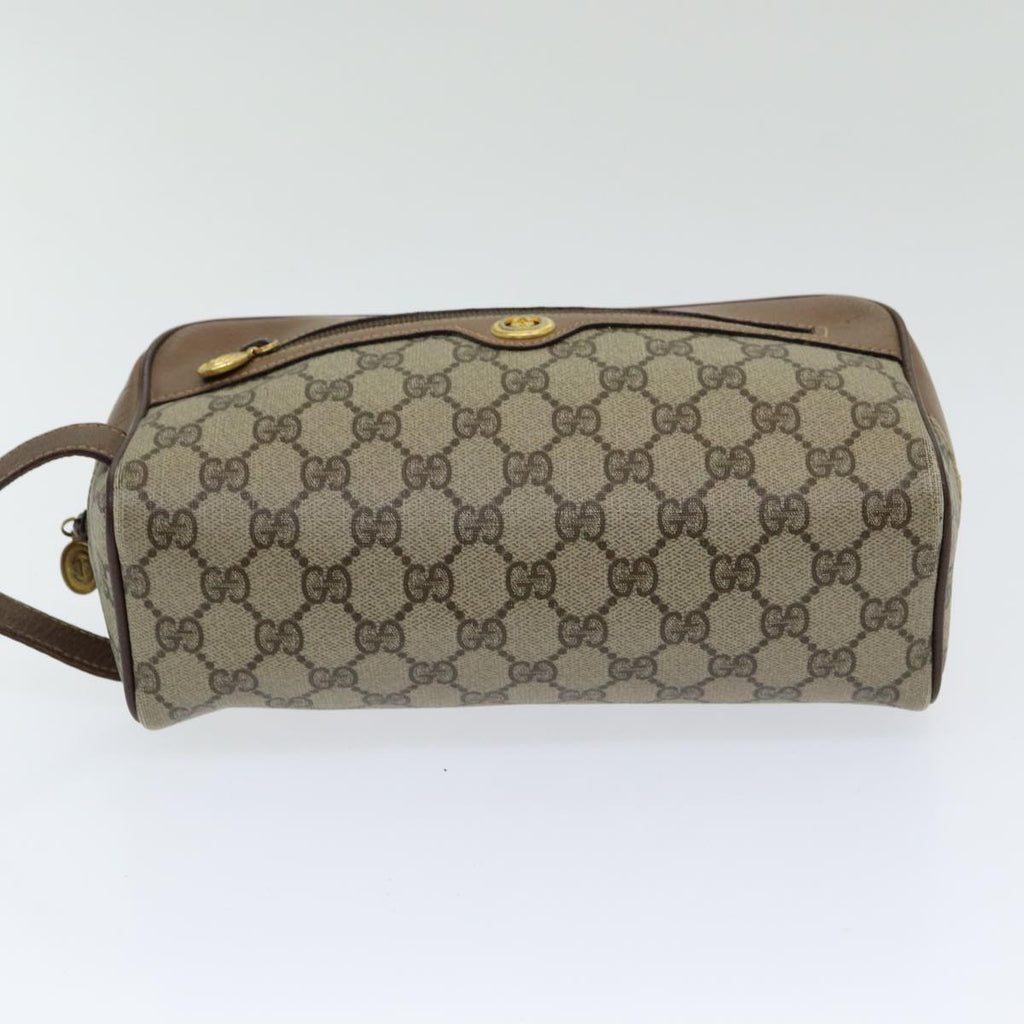 GUCCI GG Canvas Clutch Bag PVC Leather Beige bs16777