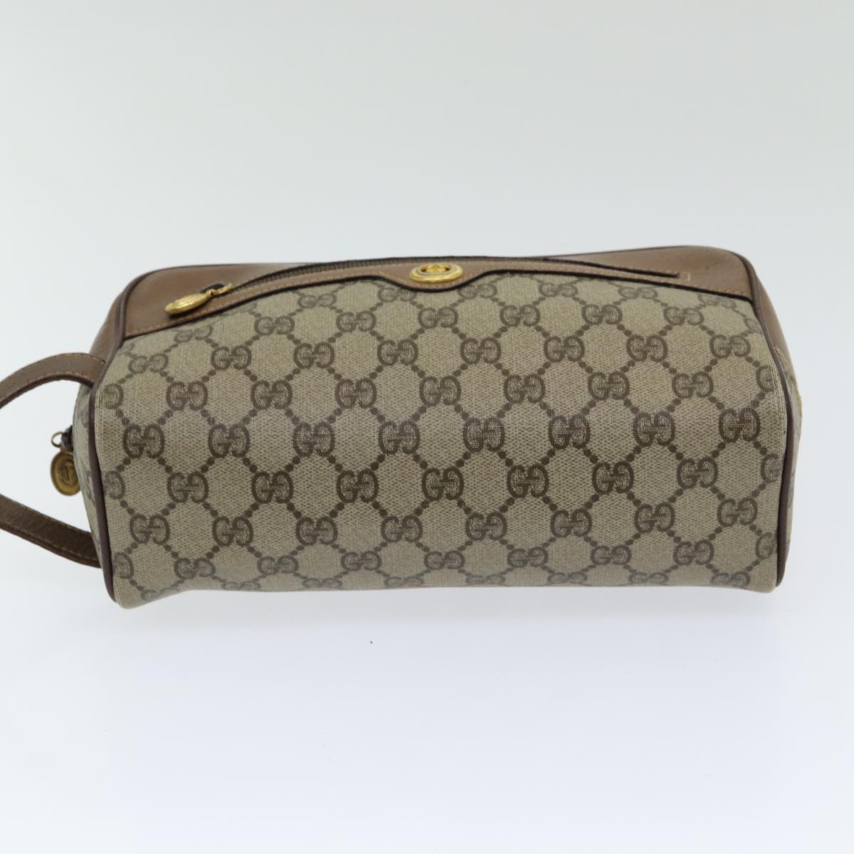 GUCCI GG Canvas Clutch Bag PVC Leather Beige bs16777