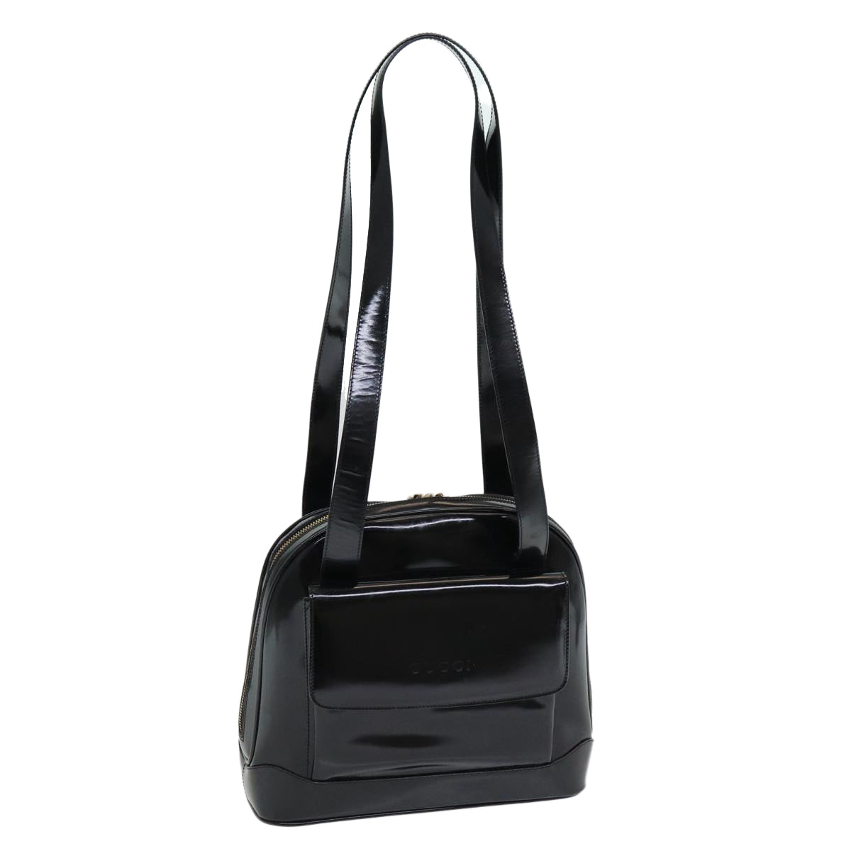 GUCCI Bamboo Shoulder Bag Patent leather Black bs16780