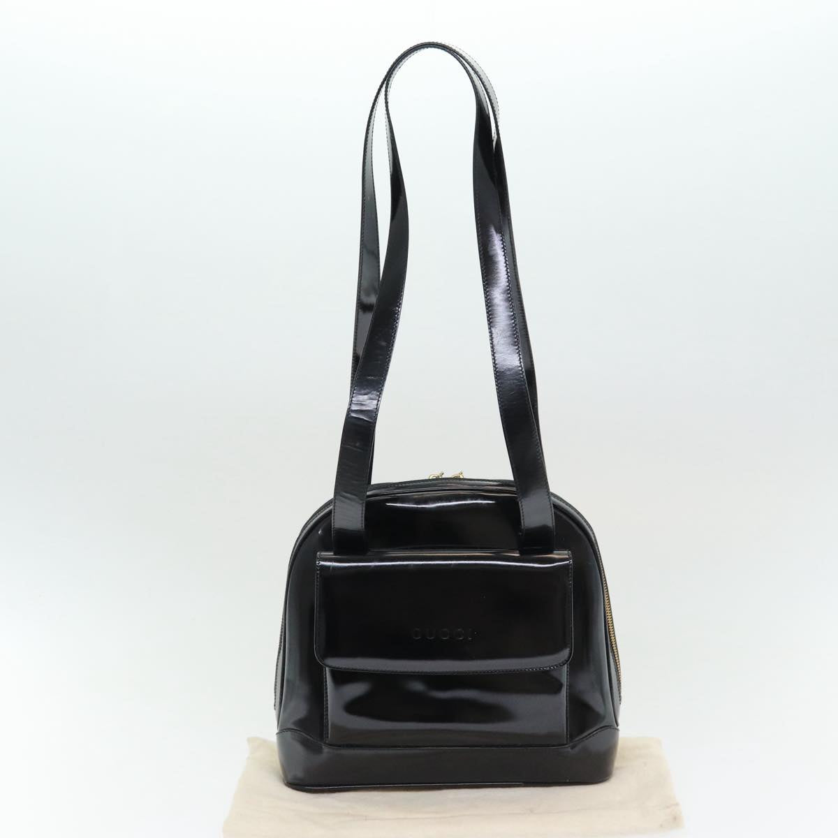 GUCCI Bamboo Shoulder Bag Patent leather Black bs16780