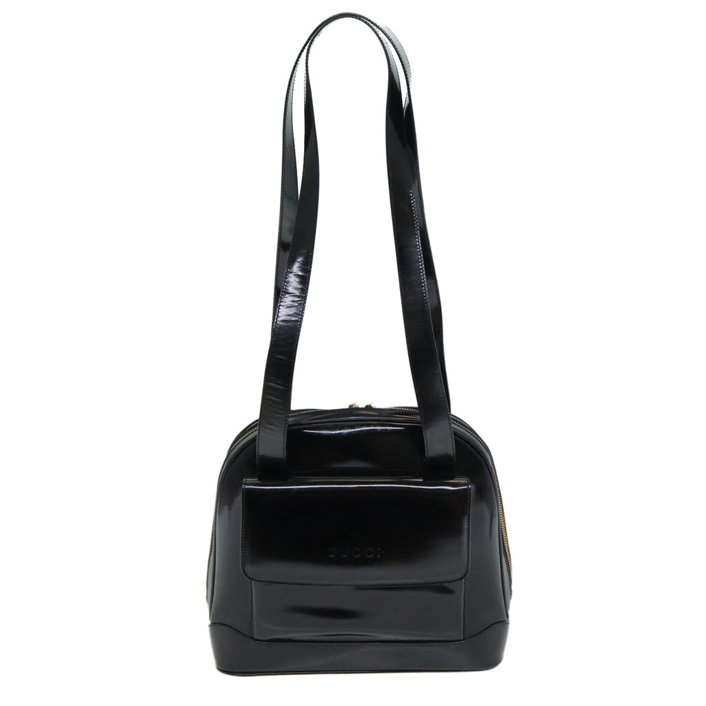 GUCCI Bamboo Shoulder Bag Patent leather Black bs16780